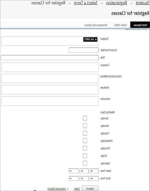 Screenshot of 注册 for Classes webpage showing the Find Classes form.